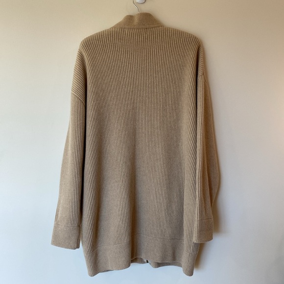 Classiques for Nordstrom Knit Zip-up Cardigan Tan Size M Lambswool and Cashmere - Picture 3 of 6